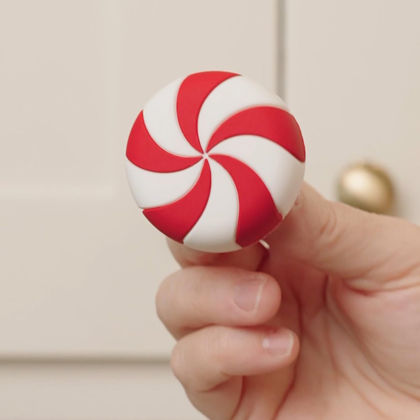 Knobēz 12pk Red Peppermint Decorative Knob Covers for Christmas Holiday