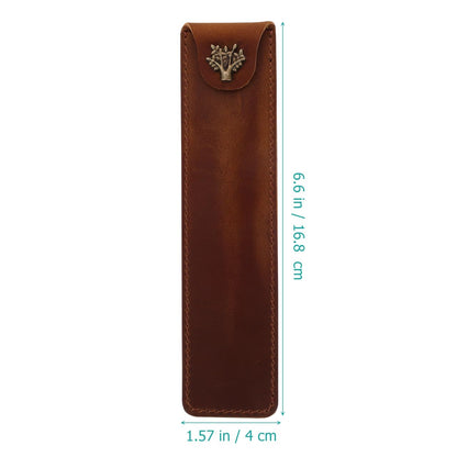 NUOBESTY Leather Pen Pouch Genuine Cowhide Single Pen Case Holder with Snap Button for Fountain Rollerball Ballpoint Pens 6.61X1.57X0.59In Office and School Use