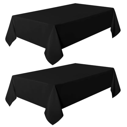 sancua 2 Pack Black Tablecloth 60 x 102 Inch, Rectangle 6 Feet Table Cloth - Stain and Wrinkle Resistant Washable Polyester Table Cover for Dining Tables, Buffet Parties and Camping