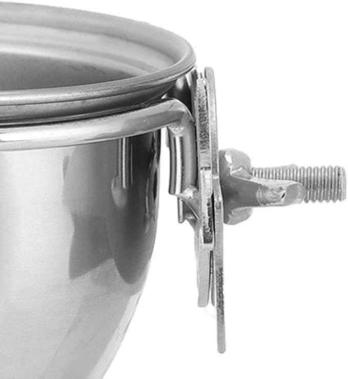 SYH&AQYE Stainless Steel Bird Food Water Coop Cup, Bird Feeding Dish Feeder with Clamp Holder Bird Cage Feeder Set for Macaw African Greys Budgies(7.5cm)