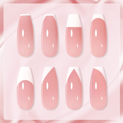 GAOY French Manicure Kit, Nail Stamper and 2Pcs Gel Nail Polish, Include Nude Jelly Pink White Colors for French Tip, UV Light Cure