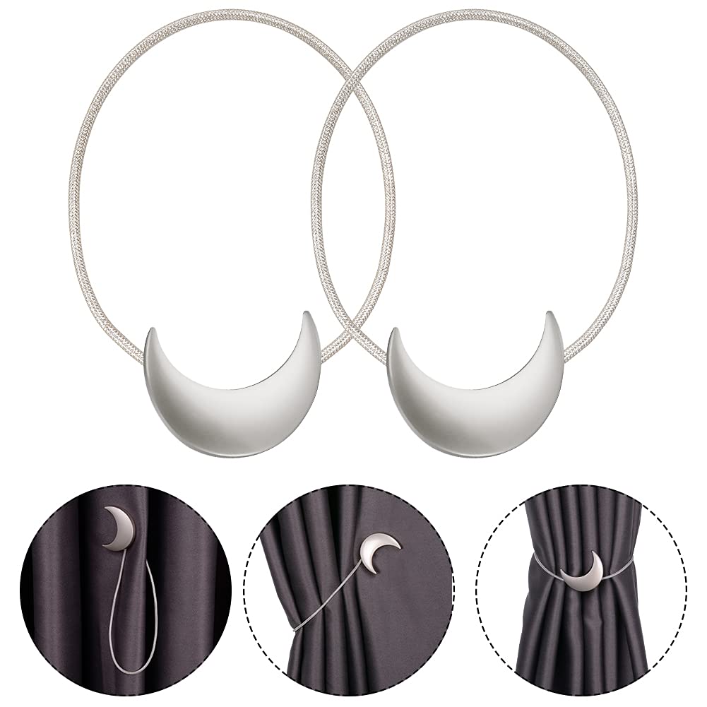 Sorfia Curtain Tiebacks, 2 Pack Magnetic Curtain Tiebacks Moon Curtain tie Back Curtain holdbacks Magnetic Curtain Clips Curtain tie Backs Curtain Clips Holder for Window Draperies Hold Curtains Drape