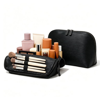 BXGJOSGH Parallel Travel Makeup Bag Women Large Capacity Makeup Organizer with Compartments, Fold-down Waterproof Toiletry Bag