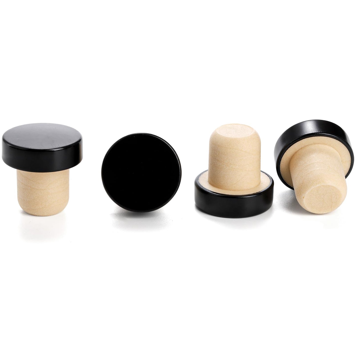 Fasmov 100 Pack T-Shape Cork Stoppers, T-shaped Stopper Cork Wine Stopper Bottle Stoppers Reusable Wine Sealing Stopper, Wine Bottle Corks Plugs for Wine Beer Glass Bottles, Black