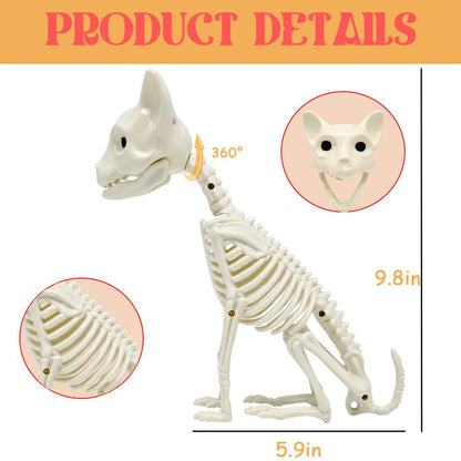 UMEELR Halloween Animal Skeletons, Cats and Dogs Pose-N-Stay Plastic Skeletons for Yard Garden Lawn Patio Halloween Party Favors Decor