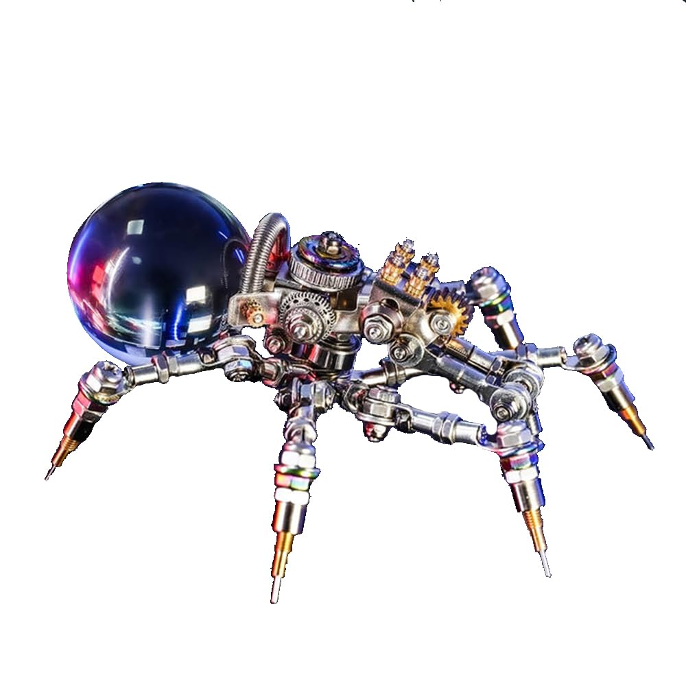 Mostarle Crystal Lamp Jumping Spider 3D Metal Puzzle, Arcynix DIY Model Kit Sci-Fi Mechanical Spider Steampunk Decor, Creative Gift & Futuristic Home Décor for Adults & Teens