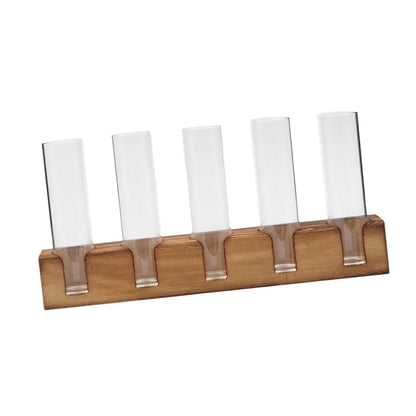 Gcljlmy Plant Terrarium Plant Propagation Station Planter Wooden Base Plants Glass Vase Unique Bud Vase 5 Glass Test Tubes Vase