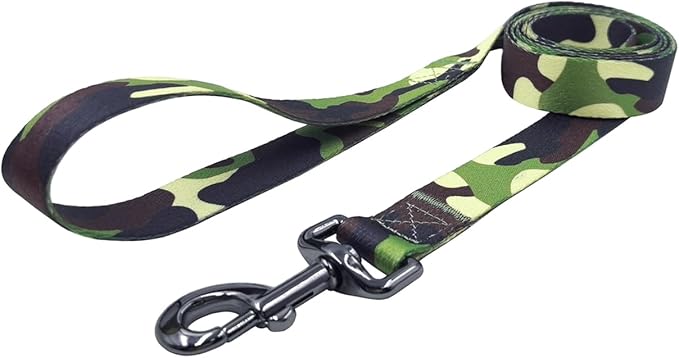 Dog Collar Leash Set, Camouflage Pattern, Polyester Material, Adjustable Collar and 5ft Matching Leash, for Puppy Dogs.(XS, Camo)
