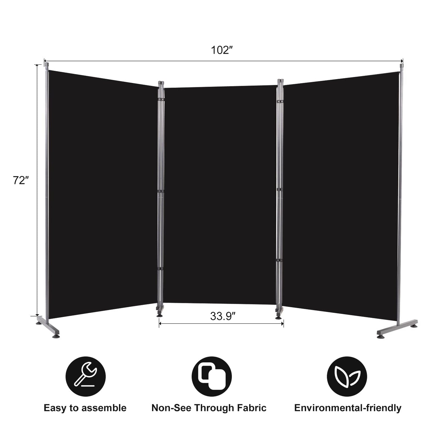 Room Divider 6FT Folding Privacy Screens, 3 Panel Partition Room Dividers w/Freestanding Design, Portable Wall Divider for Room Separtation, Fabric Room Divider Panel Sceen for Home Office Bedroom