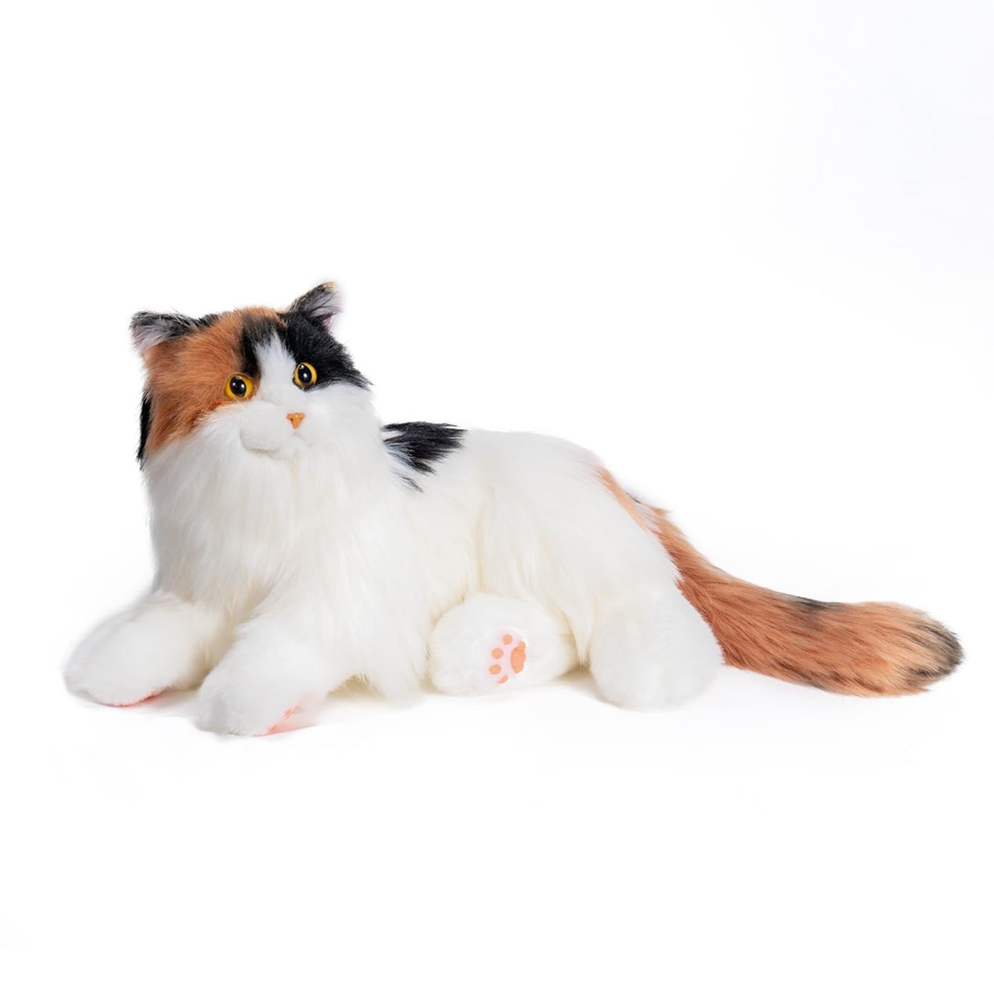 Chongker Interactive Companion Robot Cat, Weighted Breathing Stuffed Animals, Cat Plush Toy with Meow Voice, Breathing, Response, Realistic Heartbeat and Purring (Dark Calico Cat)