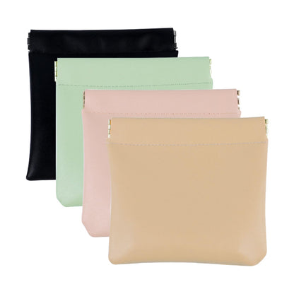 AUCCNT 4 PCS Small Makeup Bag for Purse, Mini Portable Cosmetic Pouch for Women, Coin Purse Lipstick Cosmetic Accessories Organizer, Travel Storage Pouch, Black, Pink, Light green, Apricot