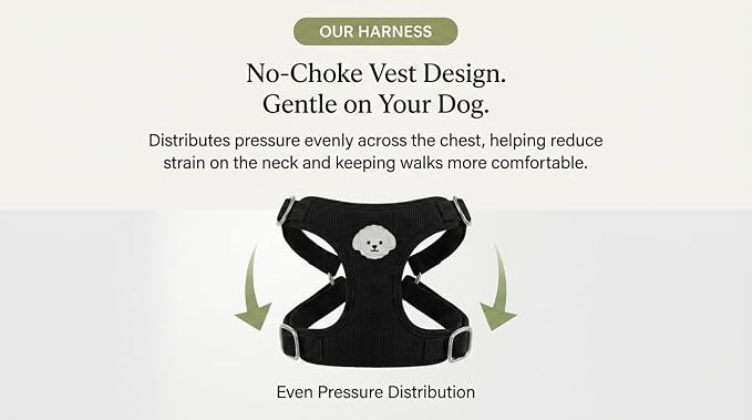 AetruffyPet 100% Cotton Dog Harness for Small Dogs, Soft Breathable Lightweight Vest Harness for Bichon, Toy Poodle, Maltese, Adjustable No-Choke Comfort Fit (Black, S)