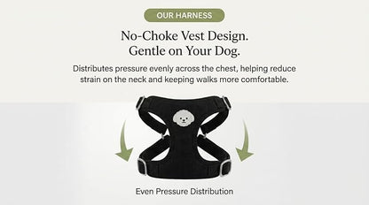 AetruffyPet 100% Cotton Dog Harness for Small Dogs, Soft Breathable Lightweight Vest Harness for Bichon, Toy Poodle, Maltese, Adjustable No-Choke Comfort Fit (Black, S)
