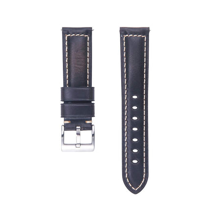 Berfine 18mm Quick Release Retro Leather Watch Band,Vintage Oil-tanned Pull-up Leather Watch Strap Replacement,Black Brown