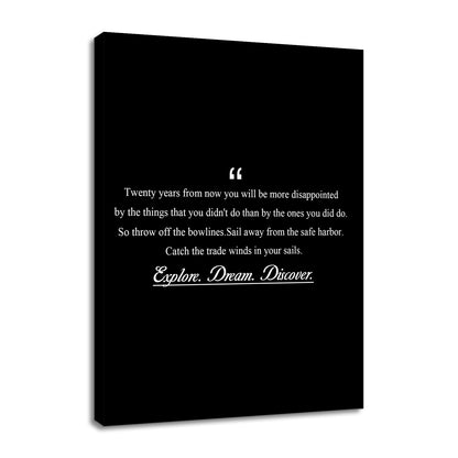 Motivational Canvas Wall Art Explore Dream Discover Entrepreneur Quotes Poster Print Inspirational Pictures Painting for Office Class Room School Wall Decoration Stretched and Framed [18''Wx24''H]