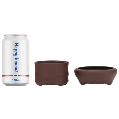 Bonsai Planter 2 pc 3.0" + 3.7" Unglazed Round Ceramic Succulent Pots Set