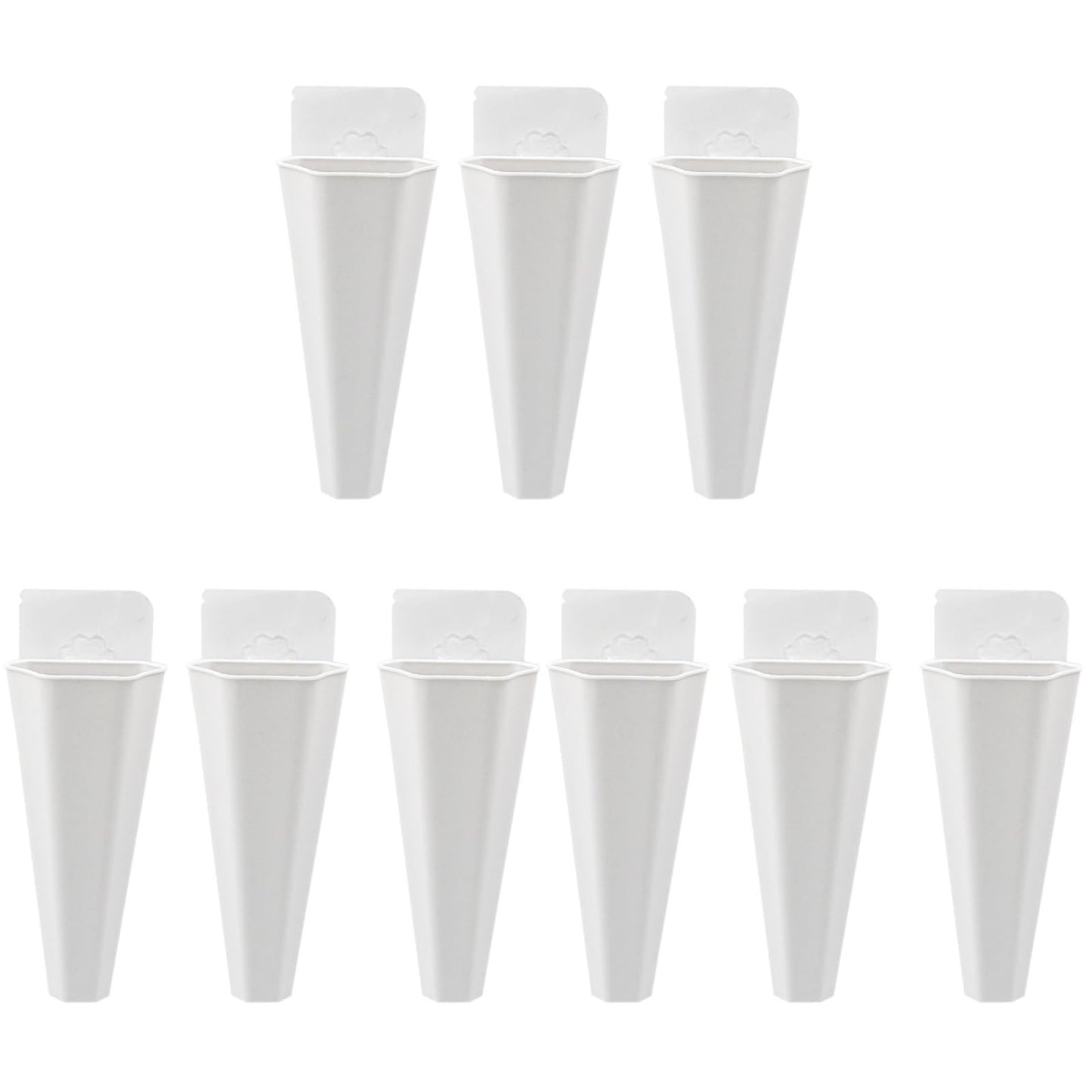 Yardwe Hanging Flower Pot 9Pcs Set White Plastic Wall Planters for Indoor and Outdoor Garden Decor Hydroponic and Trailing Compatible