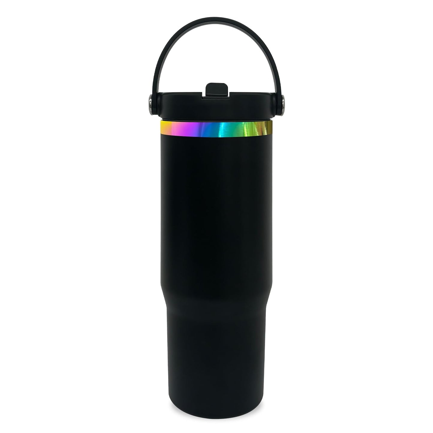 Metalya 30 oz Tumbler Bulk with Handle and Straw, Vacuum Insulated Tumblers with Flip Straw and Top Handle, Leakproof Powder Coated Tumbler, Stainless Steel Travel Mug for Coffee (Black)