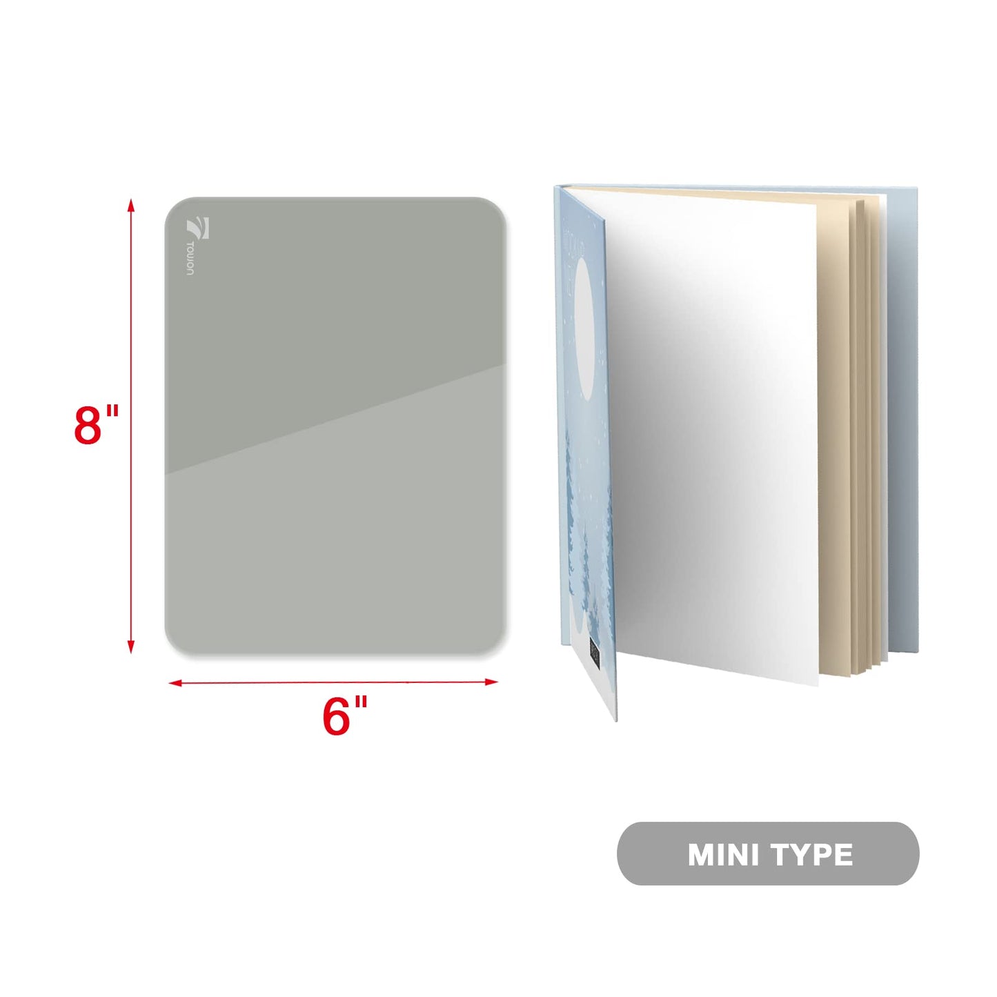 TOWON Small Glass Dry Erase Board, Desk White Board with Standing, Mini Whiteboard Easel Pad Set, Stenography Artifact for Office, Home and School Supplies, 8 x 6 Inches, Gray