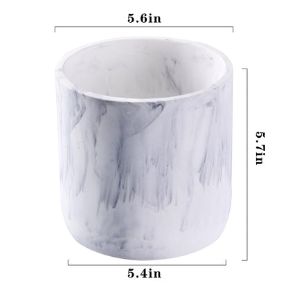 Ekirlin 6 Inch Resin Plant Pot Indoor - Natural Marble Texture Garden Planter with Drainage Hole, Removable Rubber Stopper and Non-Slip Soft Pad, Modern Succulents Containers for Home, Outdoor