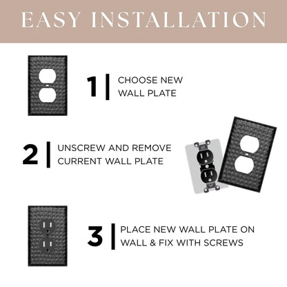 Monarch Abode Toggle Light Switch Cover Plate – 3-Gang Matte Black Outlet Covers, Hand Hammered Decorative Outlet Cover Wall Plates, Light Switch Plate Covers for Electric Outlets, Pack of 1