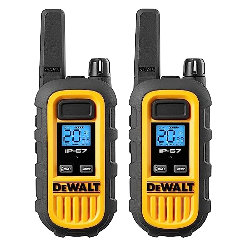 DEWALT DXFRS800 FRS Walkie Talkies Long Range 2 Way Radio, 2 Watt, Waterproof & Rechargeable, 2 Pack
