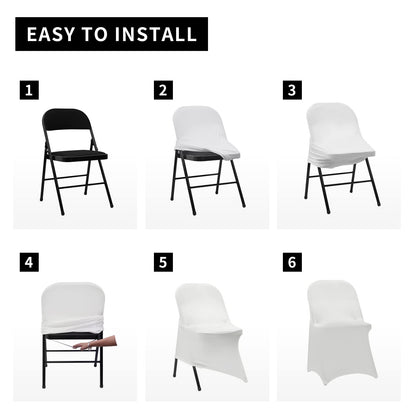 HAINARverS Folding Chair Covers for Wedding, 10pcs Stretch Spandex Washable Fabric Chair Cover, Decoration Chair Cover for Wedding, Party, Banquet, Birthday, Conference, Event(White, 10 PCS)