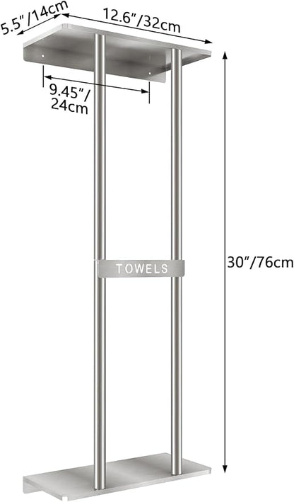 STWWO Bathroom Towel Storage for Bathroom, Wall Towel Rack for Rolled Towels, 30 inch Towel Holder Wall Mounted with Metal Shelf Can Holds 6 Large Towels, Brushed Nickel