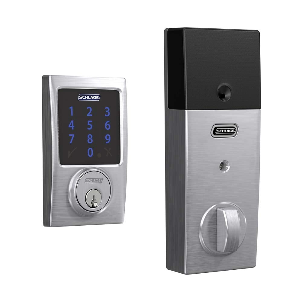 SCHLAGE BE469ZP CAM 605 Connect Smart Deadbolt With Alarm Inbuilt Camelot Trim In Bright Brass