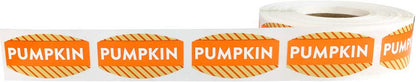 Pumpkin Grocery Store Food Labels .75 x 1.375 Inch Oval Shape 500 Total Adhesive Stickers