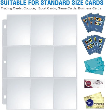 400 Pack 9 Pocket Page Protectors, Sooez Trading Card Sleeves for 3 Ring Binder, Baseball Cards Holder, Protective Pages Sheets for Binders Album, Fit for Collectible Games, Sports Cards