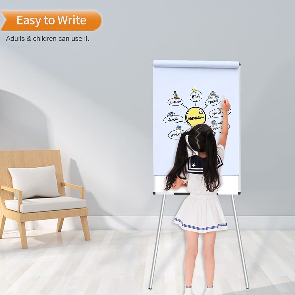 VIZ-PRO Whiteboard Easel, 36 x 24 Inches, Portable Dry Erase Board Height Adjustable With Flipchart Pad