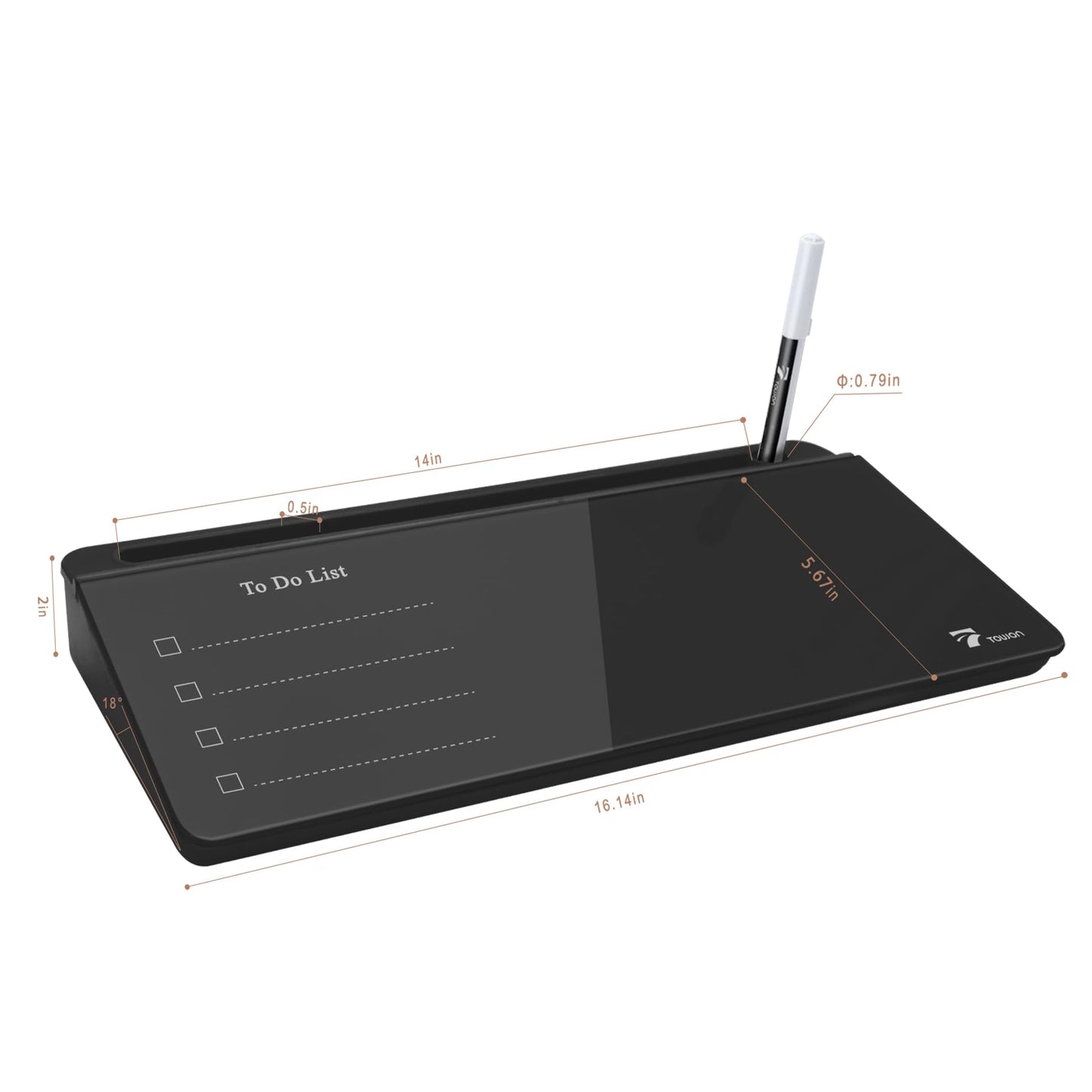 TOWON Black Desktop Whiteboard with todo List Templates, White Board Dry Erase Small for Desk, Glass Reminder Memo Notepad to-do List Dry Erase with Storage, Lined & Free Section, 16x7 Inches