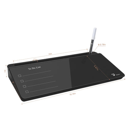 TOWON Black Desktop Whiteboard with todo List Templates, White Board Dry Erase Small for Desk, Glass Reminder Memo Notepad to-do List Dry Erase with Storage, Lined & Free Section, 16x7 Inches