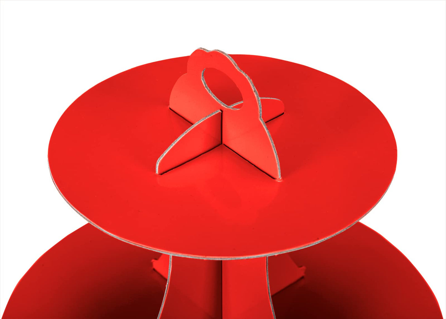 YLDW Cupcake Stand 2Pcs, 3-Tier Cupcake Stand Display, Cardboard Cup Cake Tower Stand, Disposable Dessert Stand for Birthday Tea Party Baby Shower Treat Decorations, Red
