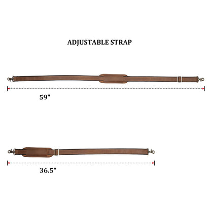 Polare Full Grain Leather Adjustable Replacement Shoulder Strap with Metal Hook for Briefcase Messenger Shoulder Duffel Bag Light Brown
