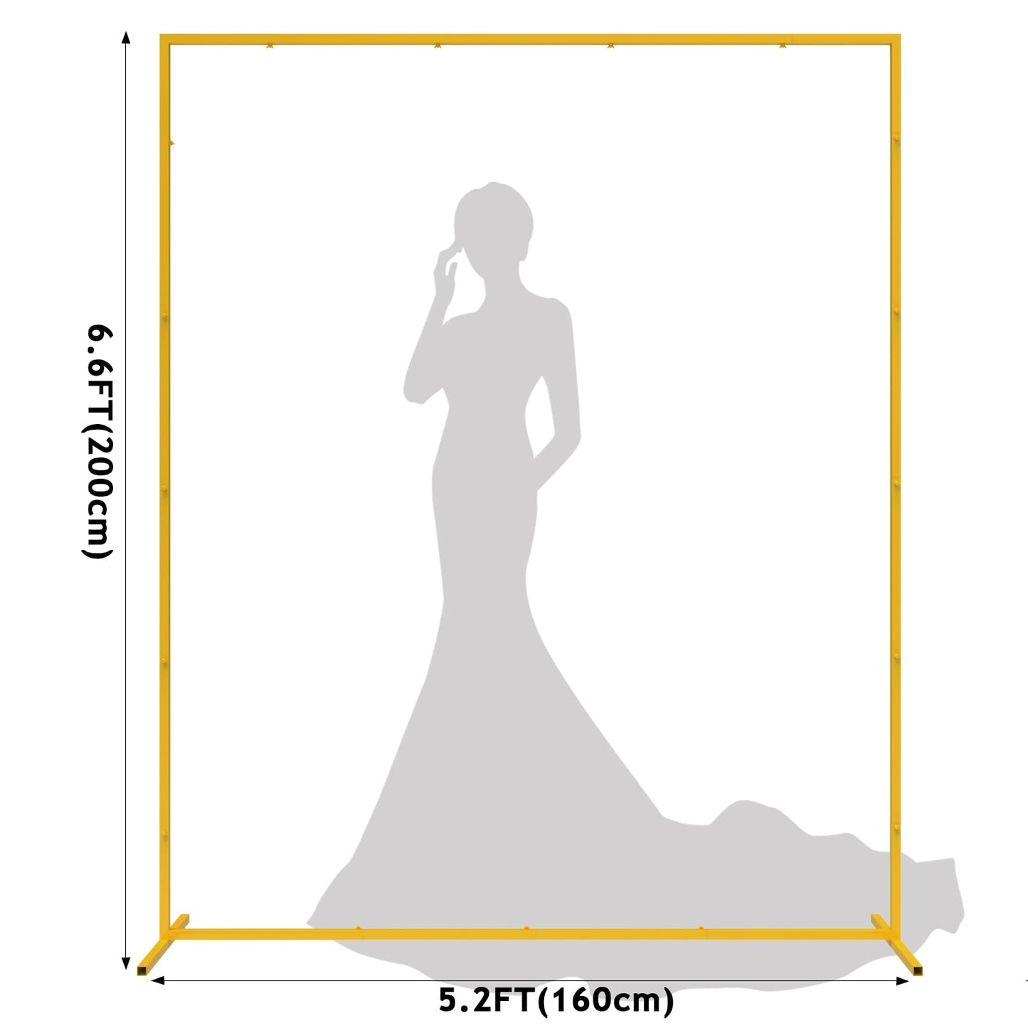 Wokceer Backdrop Stand Square Wedding Arch 6.6FT x 5.2FT Gold Metal Balloon Arch Backdrop Stand for Wedding Ceremony Birthday Party Baby Shower Photo Booth Background Decor
