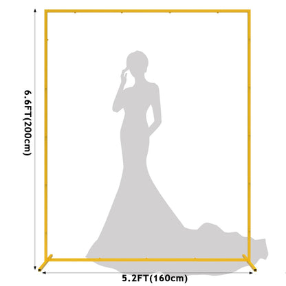 Wokceer Backdrop Stand Square Wedding Arch 6.6FT x 5.2FT Gold Metal Balloon Arch Backdrop Stand for Wedding Ceremony Birthday Party Baby Shower Photo Booth Background Decor
