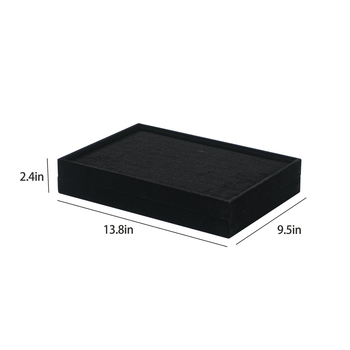 Byken 2 Pcs Ring Organizer Dish Tray,Stackable Jewelry Organizer Trays for Drawer,100 Slots Rings Jewelry Displays for Selling (Black)