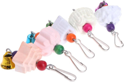 1-Pack Bird Calcium Perch with Bell Mineral Stone Chewing Toy for Beak Grinding and Trimming Parakeet Cockatiel Budgie Parrot Small Birds