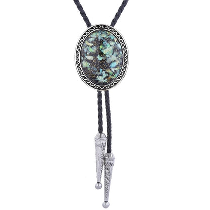 HUABOLA CALYN Bolo tie for Men Western Cowboy Leather Necktie Halloween Costume Bolo ties for Women (4# Opal)