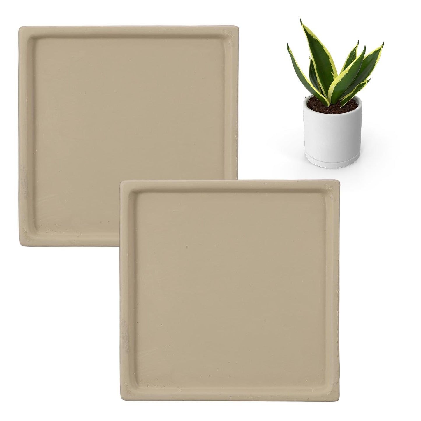 uxcell 2 Pcs Square Plant Saucers, 4.7 Inch Ceramics Plant Drip Trays for Pots, Heavy Duty Flower Pot Saucers for Indoors and Outdoors, Brown