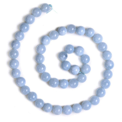 PLTbeads Natural Gemstone Loose Beads Smooth Round Approxi 15 inch DIY Bracelet Necklace for Jewelry Making (6mm, Light Blue Dyed Jade)