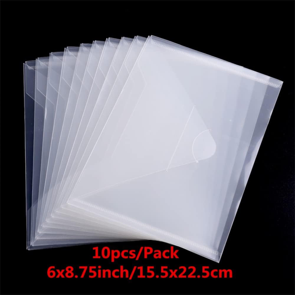 10 Pack Stamp and Dies Storage Pocket,8.75x6 inch Large Size Plastic Storage Envelopes Transparent Plastic Folders for Cutting Dies Stencil Embossing Crafts for DIY Scrapbooking Craft Organizer Holder