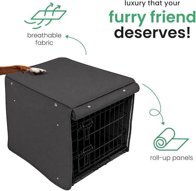 Molly Mutt I'm a Realist Dog Crate Cover, 100% Cotton Canvas Cover with 2 Roll-Up Panels, Ideal for Dog or Cat Crate, Durable, Washable, and Free of Harmful Chemicals, 42" x 28" x 31"