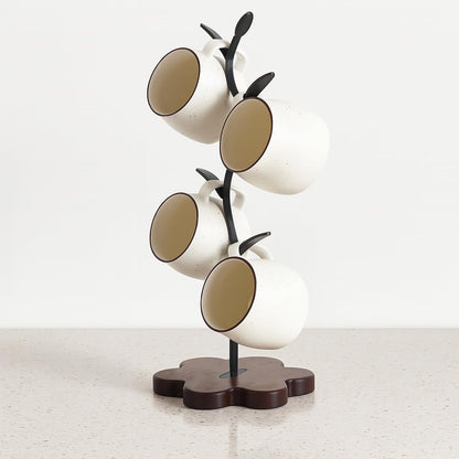Bellglee Mug Tree for Coffee Cups – Rustic Mug Holder Stand with 4 Hooks, Countertop Cup Rack for Coffee Bar & Kitchen Organization