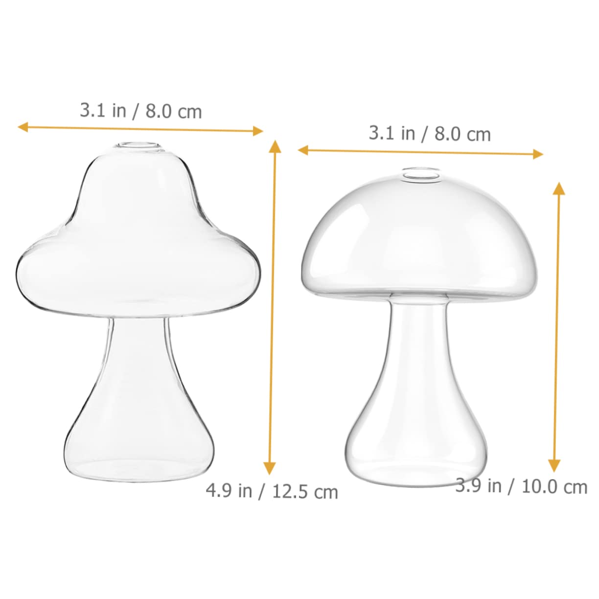 SOLUSTRE 2Pcs Mushroom Shaped Glass Vase Decorative Hydroponic Flower Pot for Home and Office Terrarium for Plant Propagation Stylish Indoor Decor