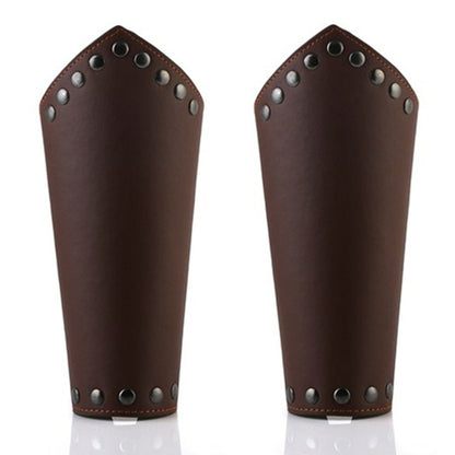 HZMAN Faux Leather Arm Guards - Medieval Cross Bracers - One Size (Brown)