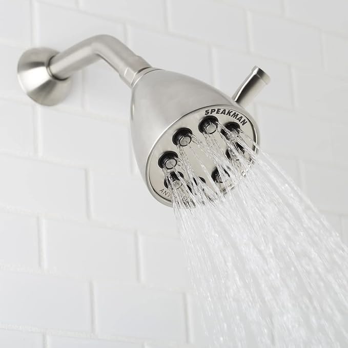 Speakman S-2251-BN Signature Icon Anystream High Pressure Adjustable Solid Brass Shower Head, Brushed Nickel