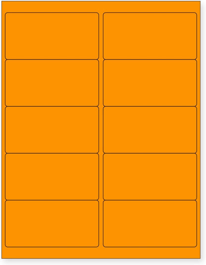 NextDayLabels - 8-1/2 x 11 Neon Color High Light Fluorescent Labels for Laser & Inkjet Printer (Orange Fluorescent, 4 x 2-10 Per Page | 250 Labels)